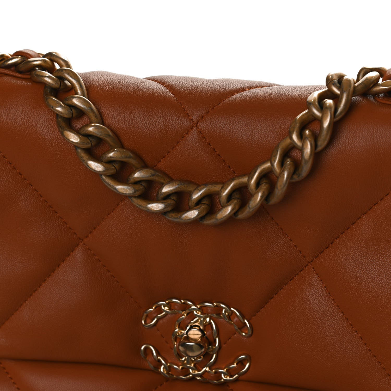 Chanel Lambskin Quilted Medium Chanel 19 Flap Light Brown 12 of 12