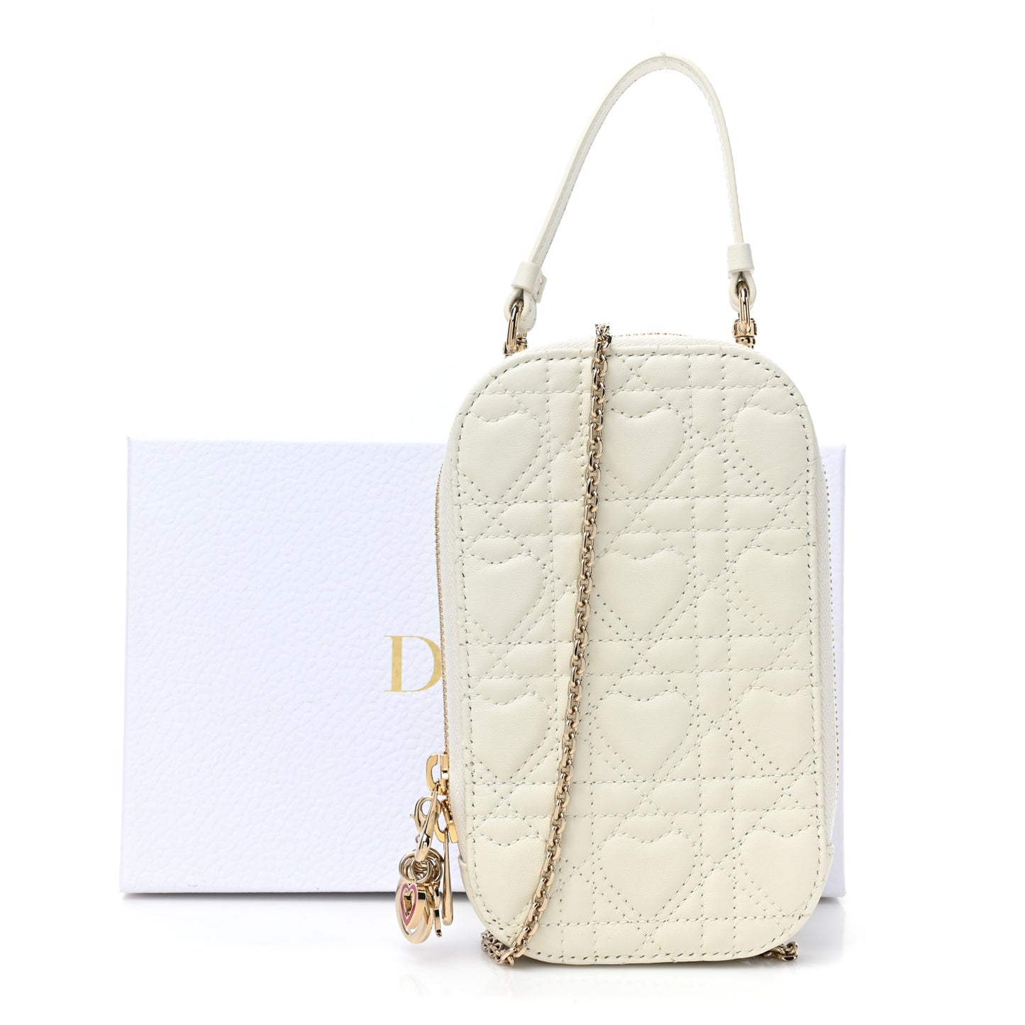 Lambskin Cannage Dioramour Lady Dior Phone Holder Latte