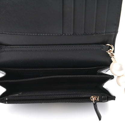 Chanel Calfskin Quilted Mini Maxi Pearls Wallet On Chain WOC Black 5 of 11