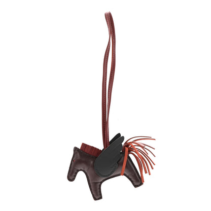 Hermes Milo Lambskin Grigri Rodeo Pegase Horse Bag Charm PM Terre Black Rouge Sellier 1 of 5