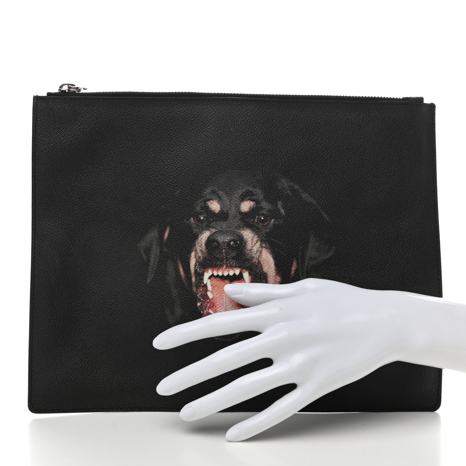 Givenchy Textured Coated Canvas Rottweiler Print Medium Cosmetic Pouch Black 2 of 8