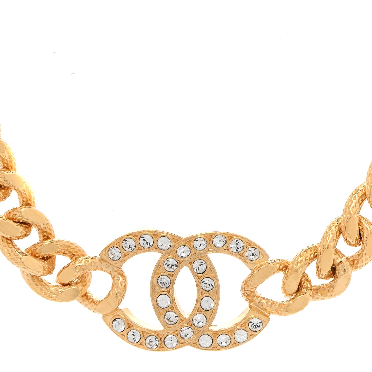Chanel Crystal Chain Link CC Choker Necklace Gold 4 of 7