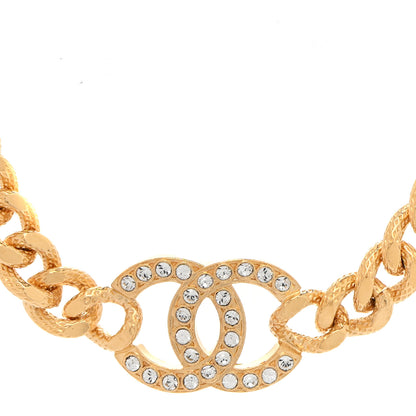 Chanel Crystal Chain Link CC Choker Necklace Gold 4 of 7