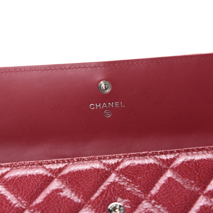 Chanel Distressed Patent Calfskin Quilted Large Flap Wallet Dark Pink 8 of 11