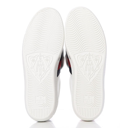 Gucci Calfskin Ayers Web Tiger Embroidered Mens Ace Sneakers 8.5 White 7 of 12