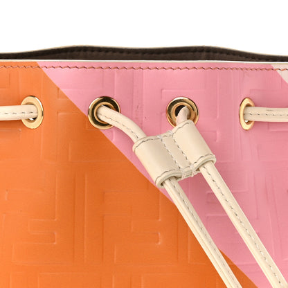 Fendi Vitello King F is Fendi FF Embossed Striped Mini Mon Tresor Bucket Bag Light Rose Multicolor White Ice 8 of 12