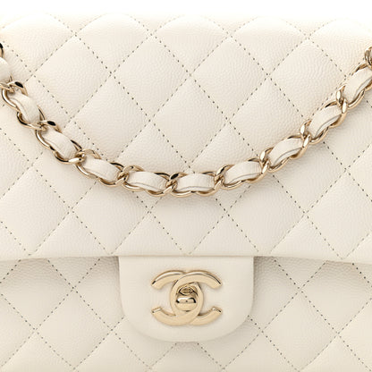 Chanel Caviar Quilted Medium Double Flap White 8 of 10