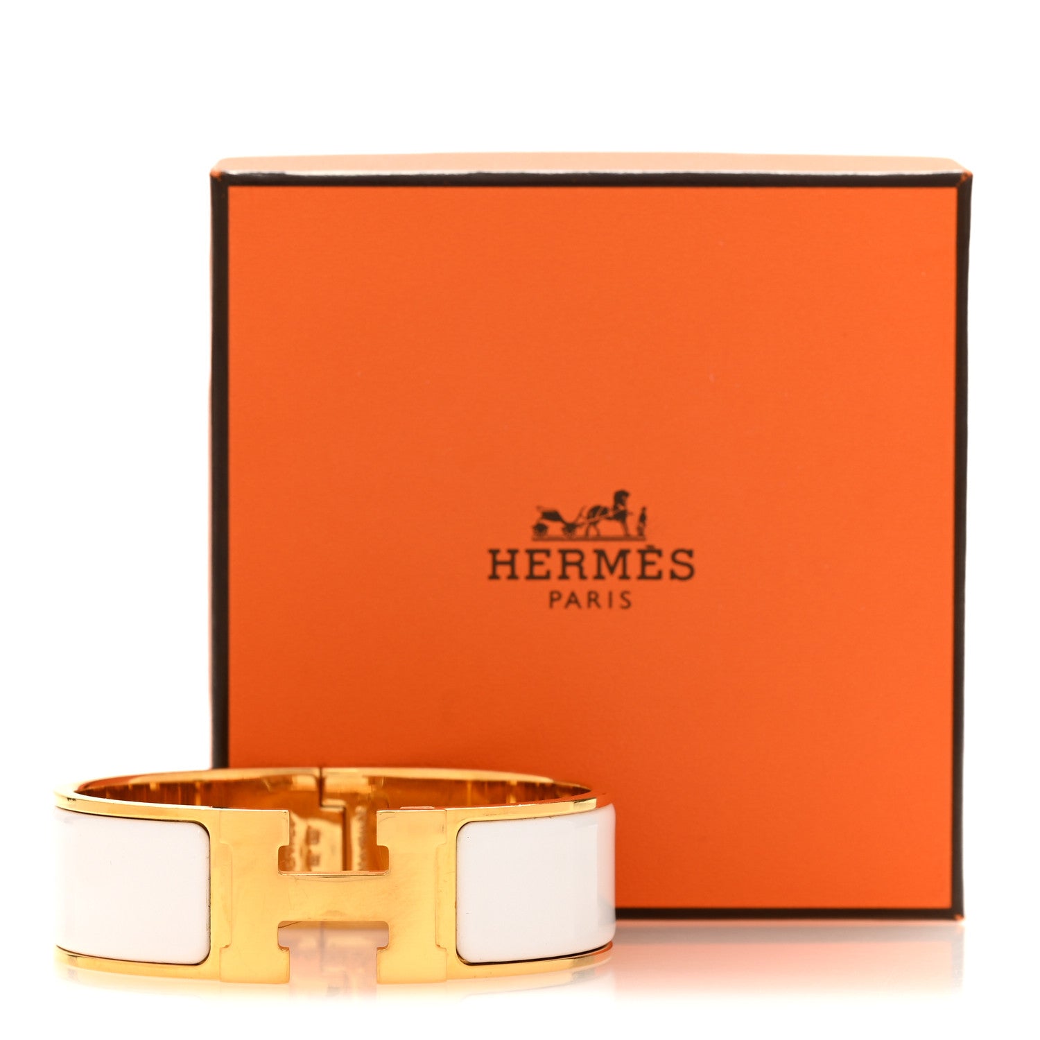 Hermes Enamel Wide Clic Clac H Bracelet GM White 5 of 5