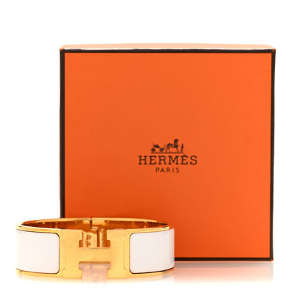 Hermes Enamel Wide Clic Clac H Bracelet GM White 5 of 5