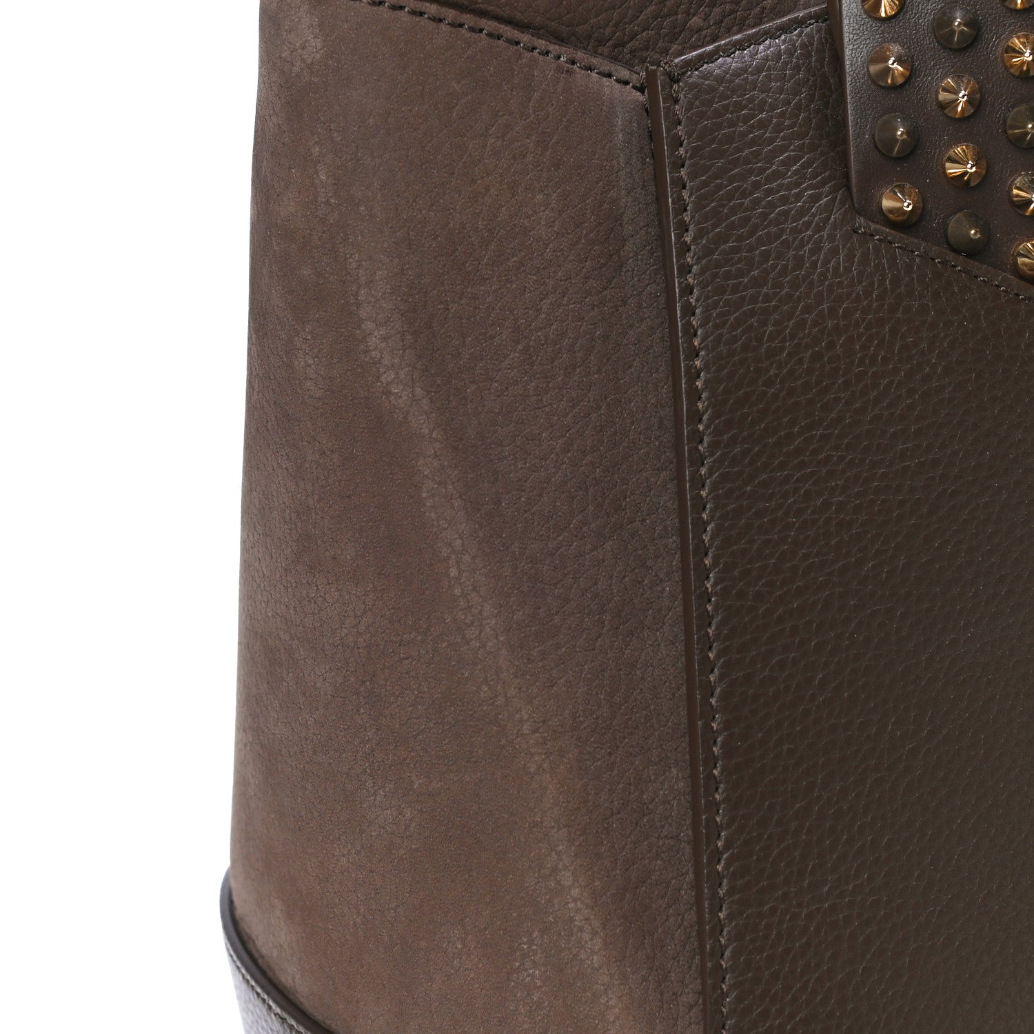 Christian Louboutin Suede Grained Calfskin Studded Large Eloise Satchel Brown 10 of 11