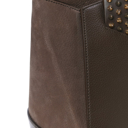 Christian Louboutin Suede Grained Calfskin Studded Large Eloise Satchel Brown 10 of 11
