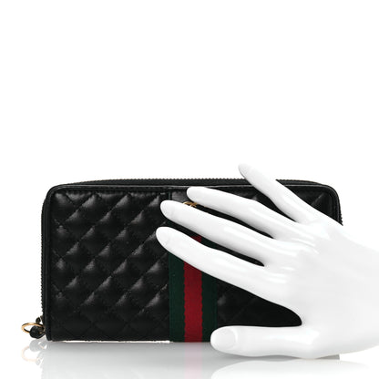 Gucci Calfskin Web Trapuntata GG Zip Around Wallet Black 2 of 12