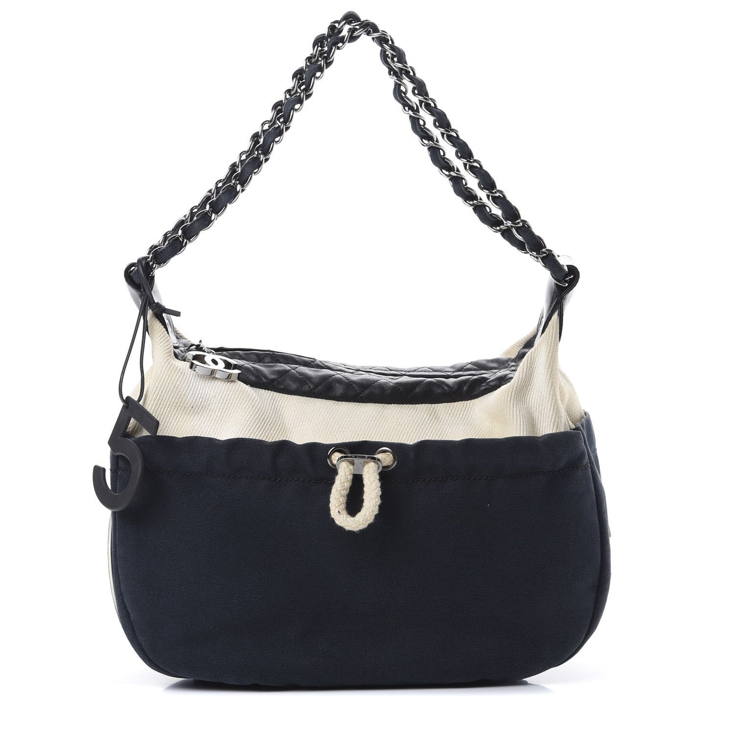 Canvas Sport Drawstring Hobo Navy Off White