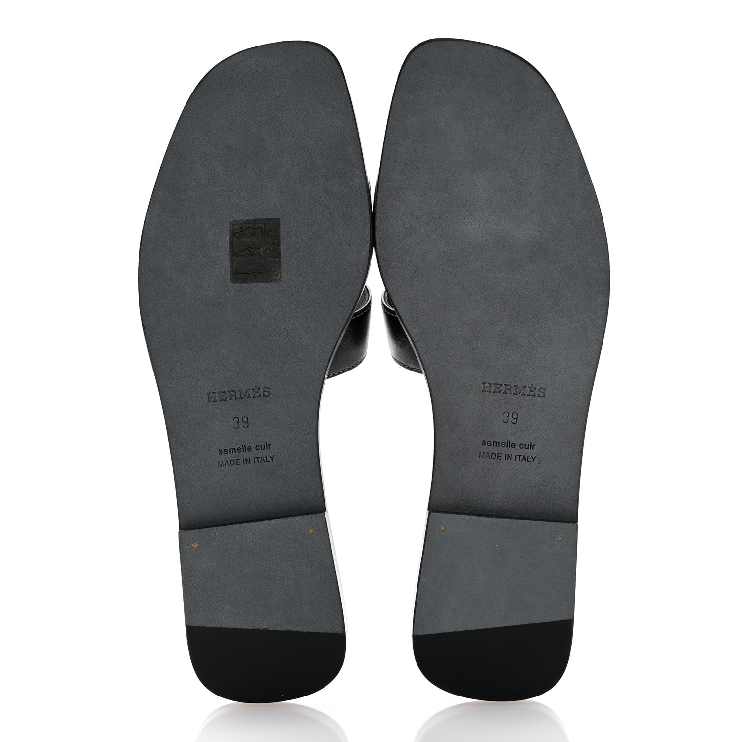 Hermes Box Calfskin Oran Sandals 39 Black 6 of 10