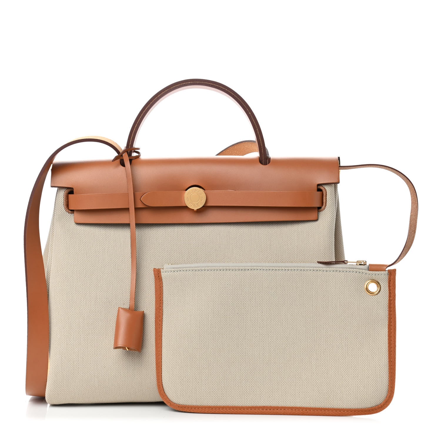Hermes Vache Hunter Toile Herbag Zip 31 PM Trench Gold 1 of 4