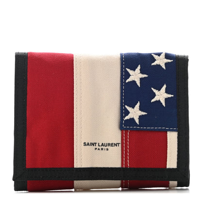 Saint Laurent Canvas American Flag Print Buffalo Compact Wallet 1 of 7