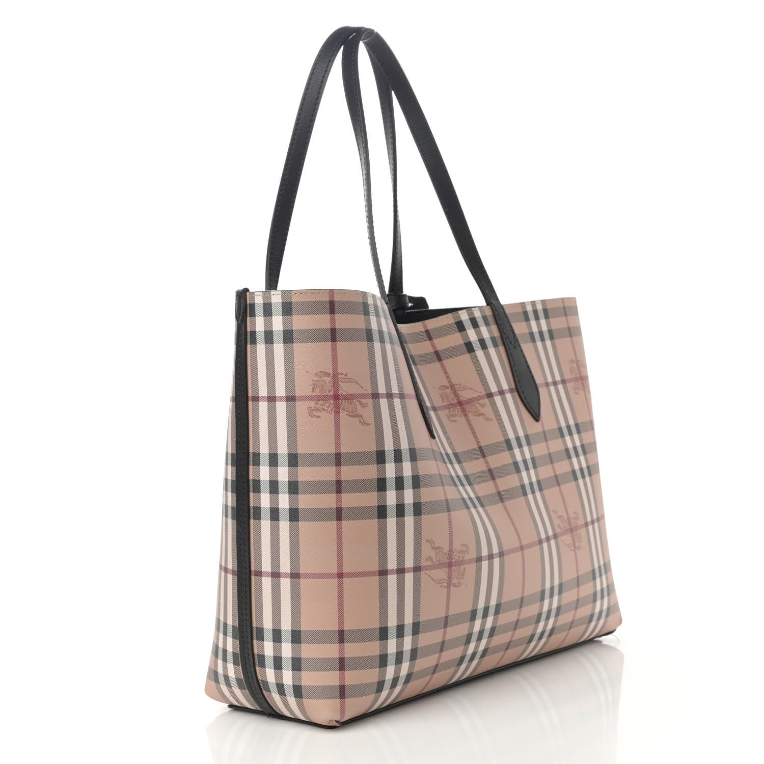 Burberry Grainy Calfskin Haymarket Check Medium Reversible Tote Black 4 of 17