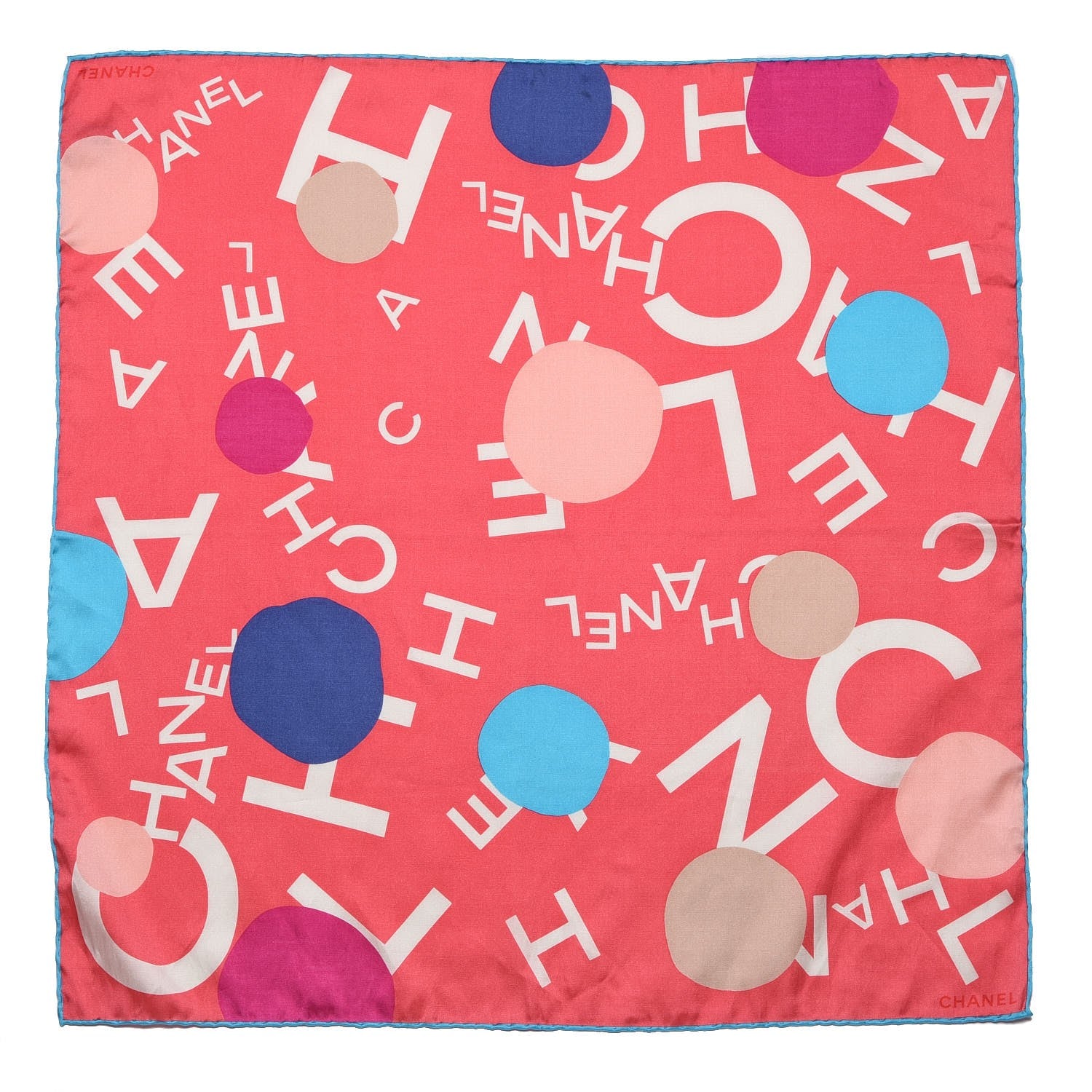 Chanel Silk Cotton Logo Square Scarf Pink 1 of 5