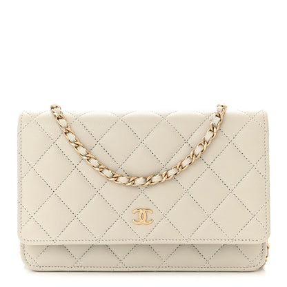 Chanel Caviar Quilted Wallet On Chain WOC Light Gray 1 of 12