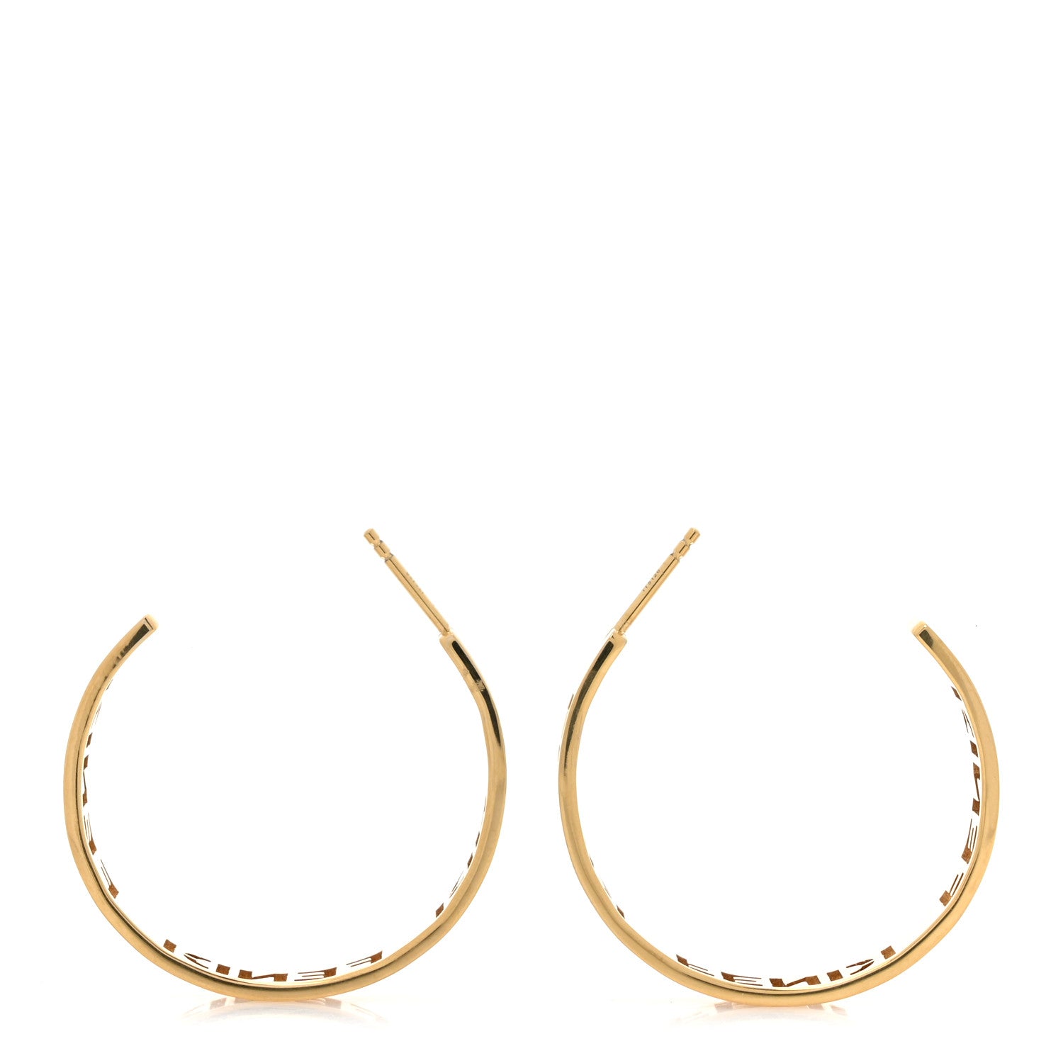Fendi Bronze Small Signature Hoop Earrings Gold 3 of 4