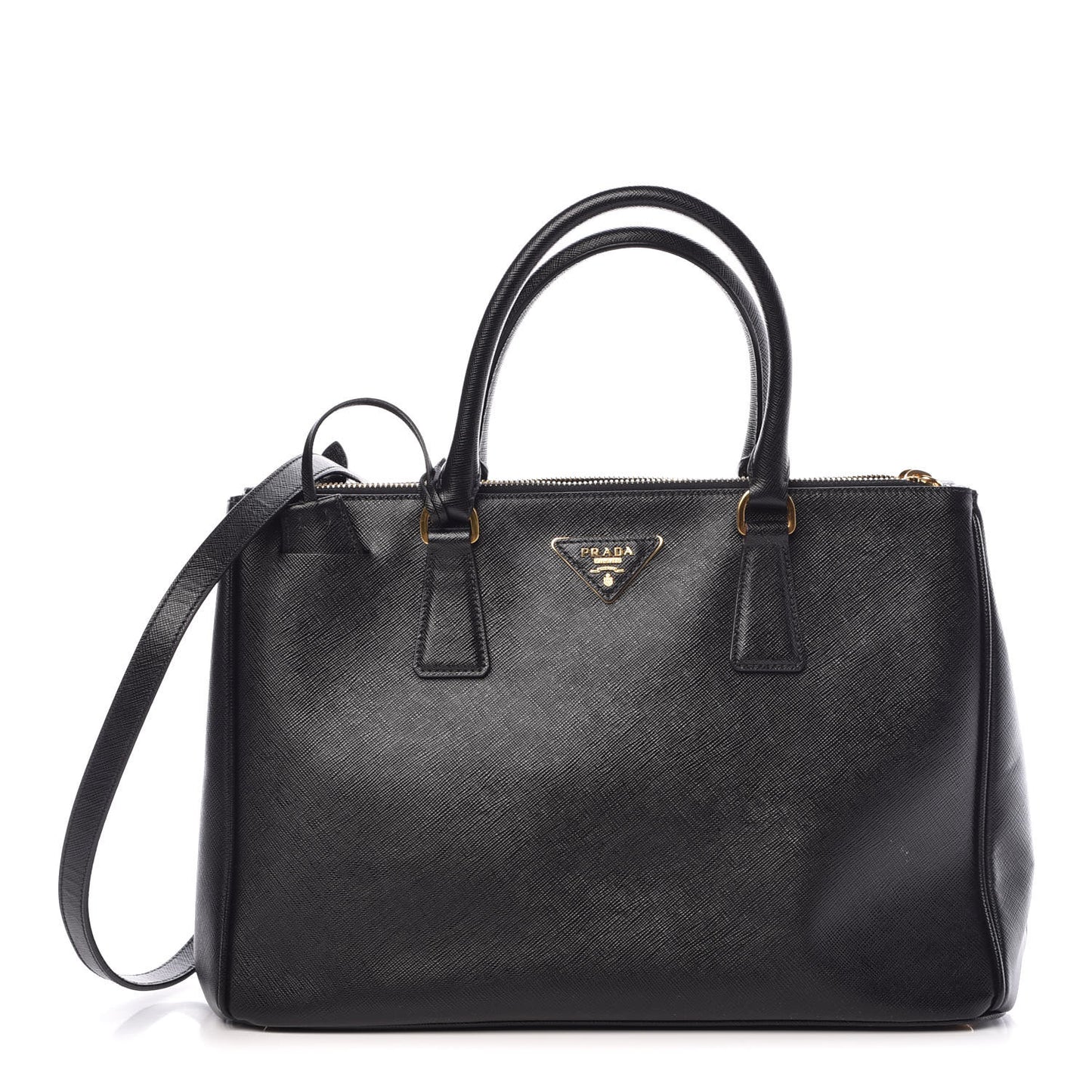 Saffiano Medium Galleria Double Zip Tote Black