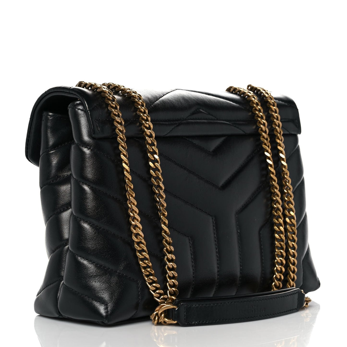 Calfskin Y Quilted Monogram Small Loulou Chain Satchel Black