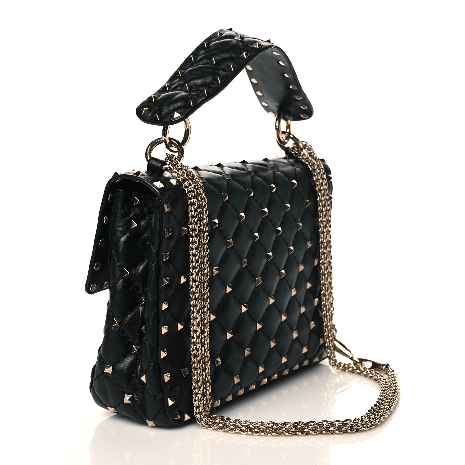 Valentino Garavani Lambskin VLTN Print Medium Rockstud Spike Shoulder Bag Black 3 of 9