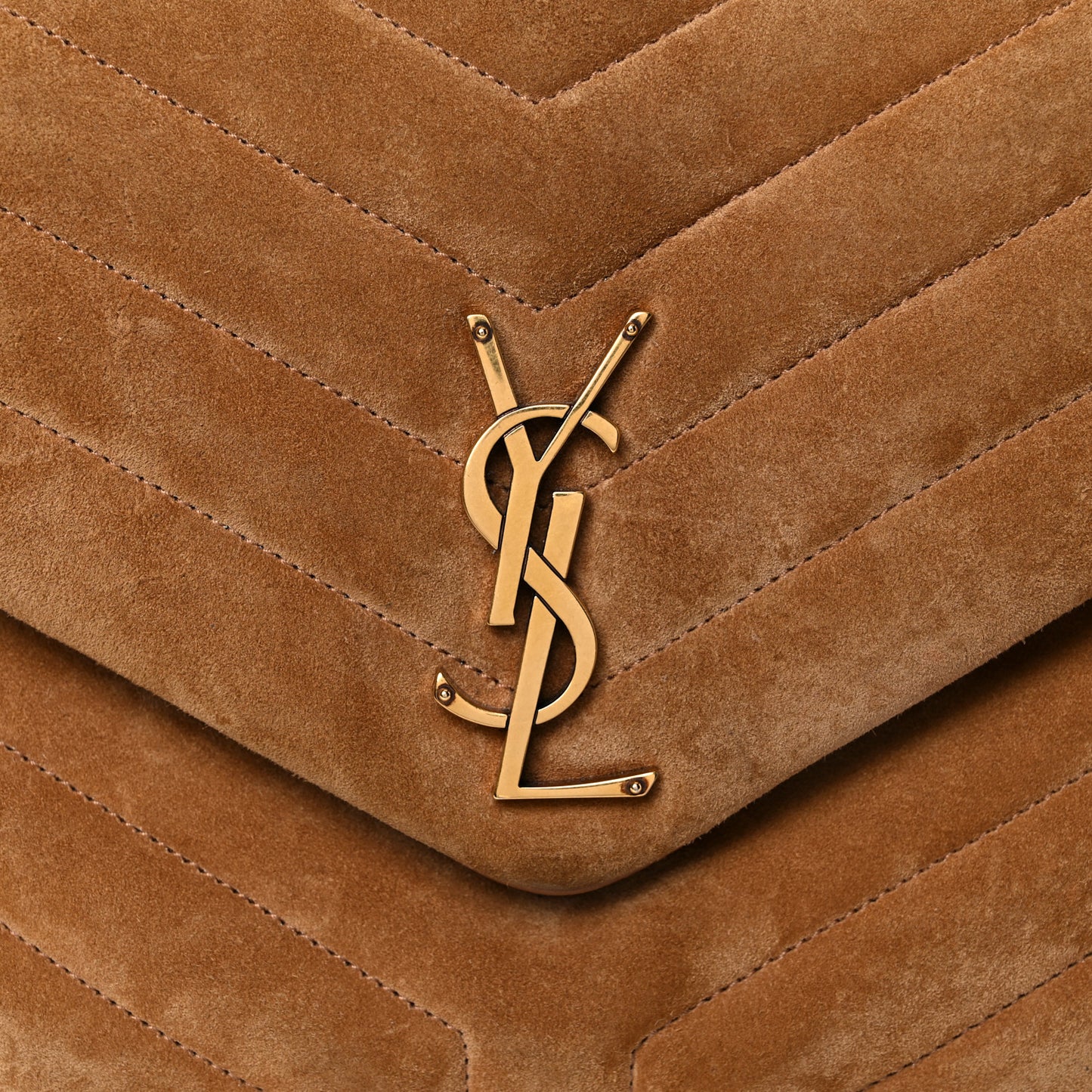Suede Y Quilted Monogram Medium Loulou Chain Satchel Cinnamon