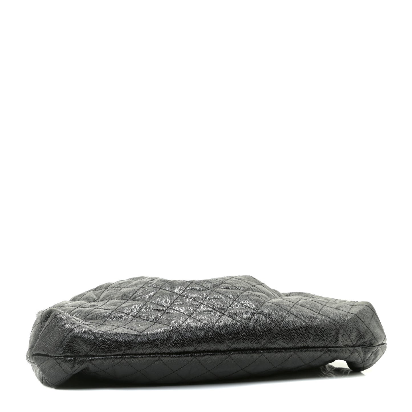 Caviar Quilted Medium Elastic Shopping Tote Black