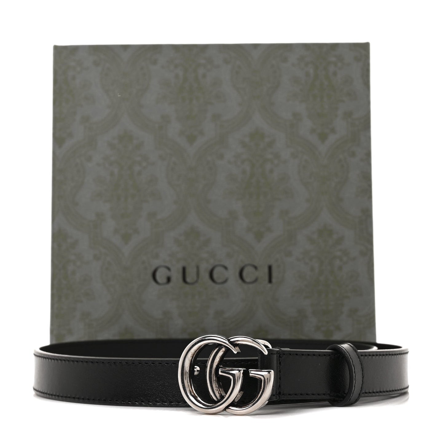 Plutone Calfskin Palladium Double G 20mm Belt 70 28 Black