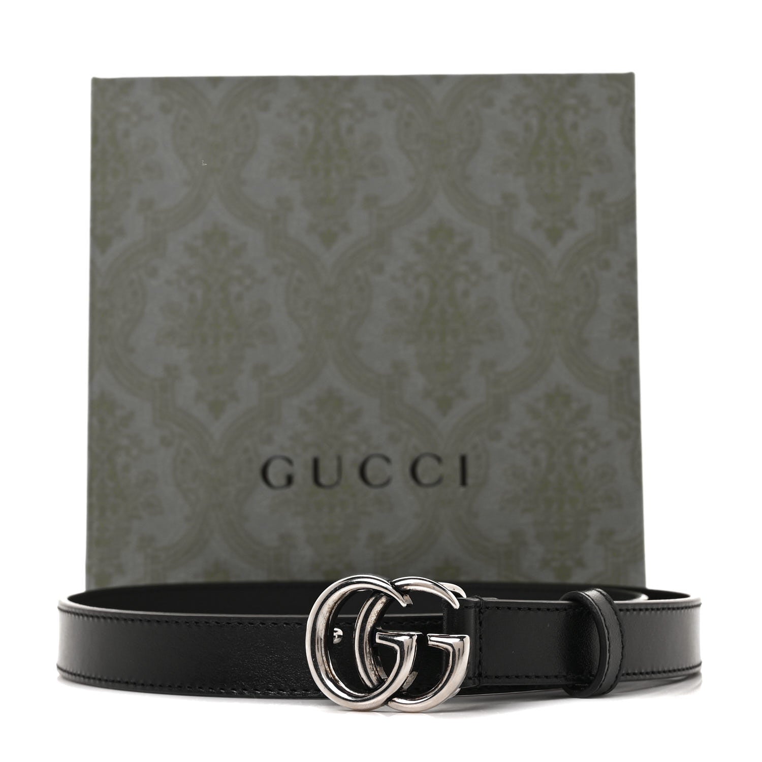 Gucci Plutone Calfskin Palladium Double G 20mm Belt 70 28 Black 5 of 5
