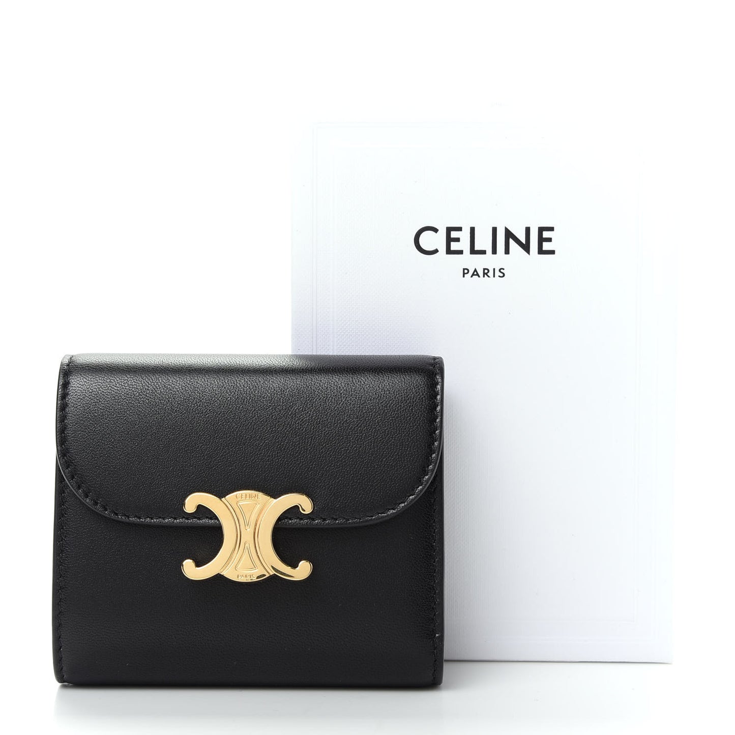 Shiny Smooth Lambskin Small Triomphe Wallet Black