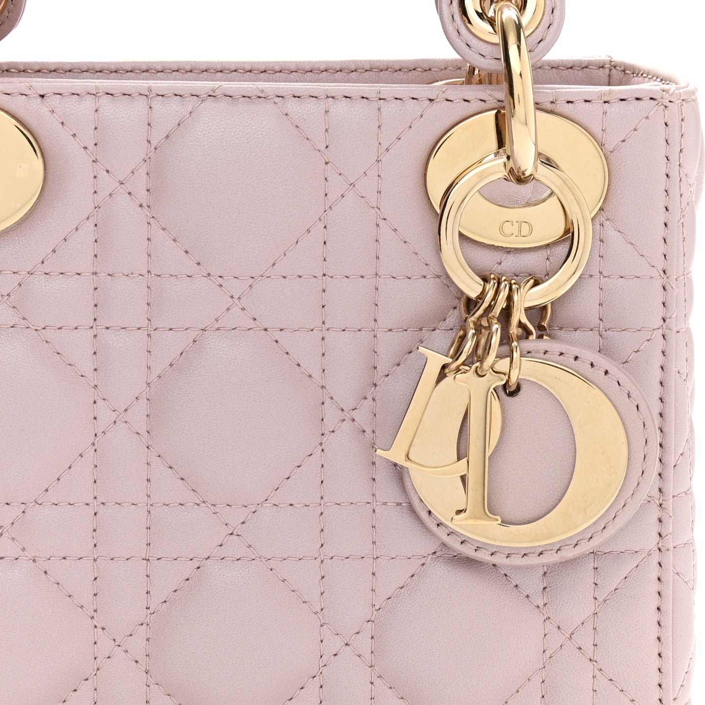 Metallic Lambskin Cannage Mini Lady Dior Lotus