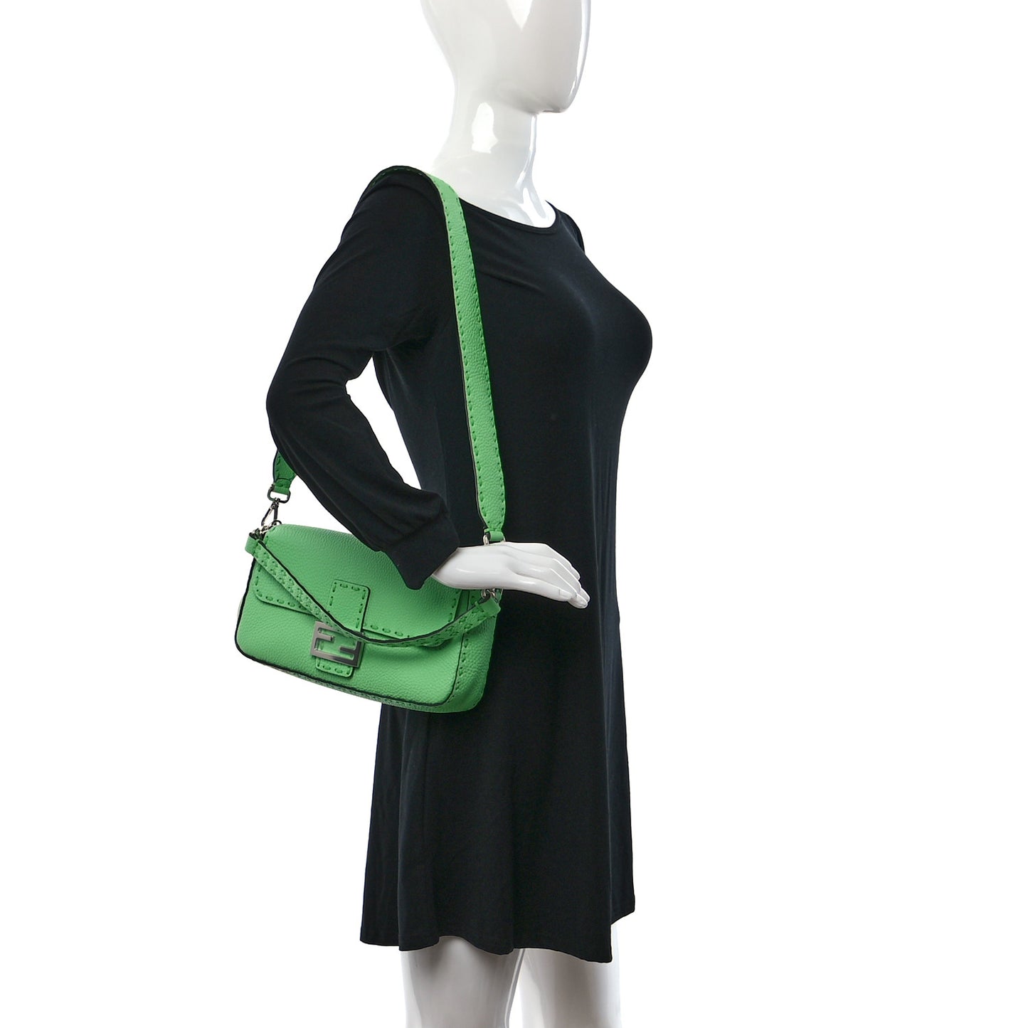 Cuoio Roma Sellerissima Nappa Sintetica Tape Stitch Baguette Edamame