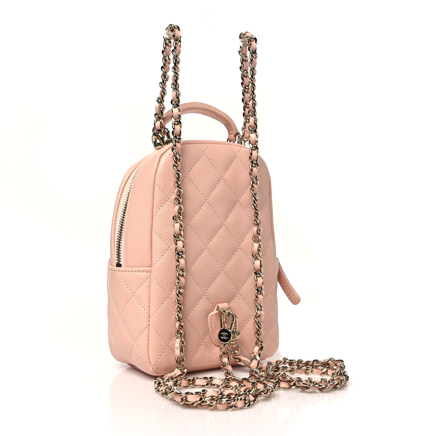 Chanel Caviar Quilted CC Mini Classic Backpack Light Pink 3 of 11