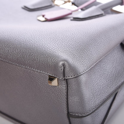 MCM Metallic Grained Calfskin Medium Milla Tote Spike Silver 11 of 14