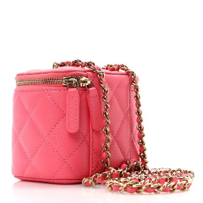 Chanel Caviar Quilted Mini Vanity Case With Chain Pink 3 of 10