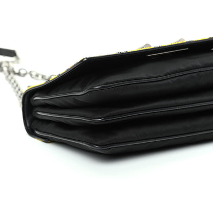 Prada Nylon Calf Hair Leopard Print Crossbody Bag Black Sole 6 of 10