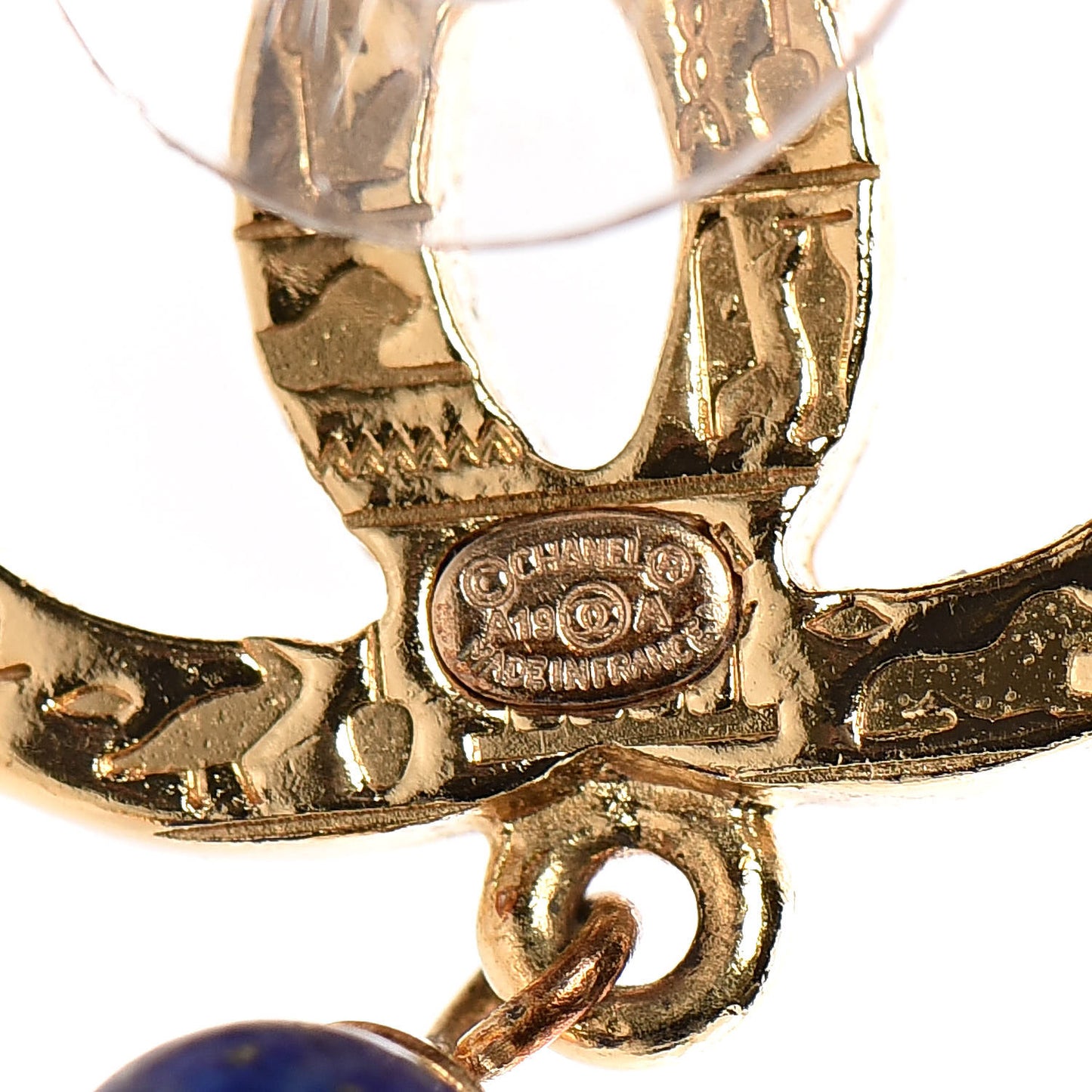 Crystal Beaded Nefertiti CC Long Drop Earrings Gold Yellow Blue