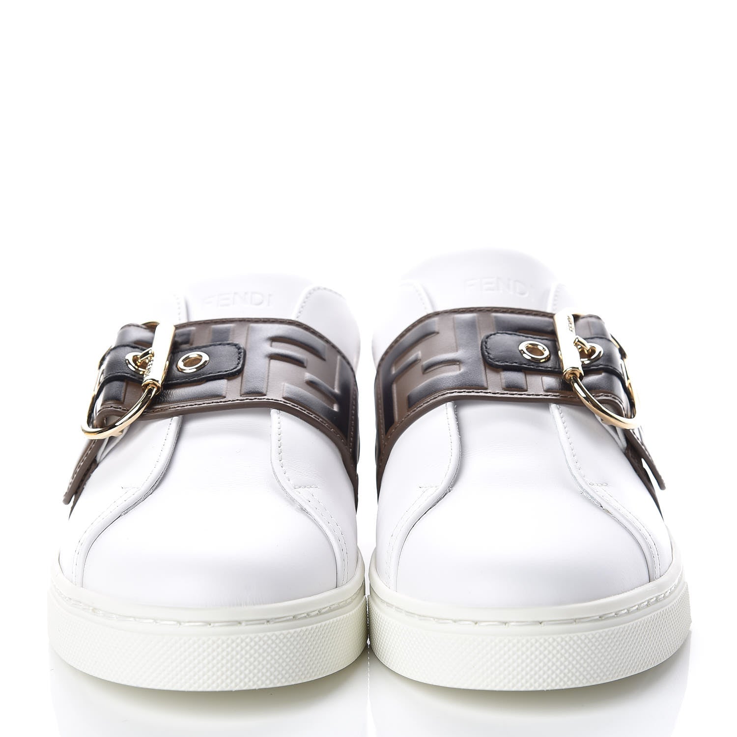 Fendi Vitello FF Embossed Womens Slip On Sneakers 36.5 Ultra White Maya Black 2 of 9
