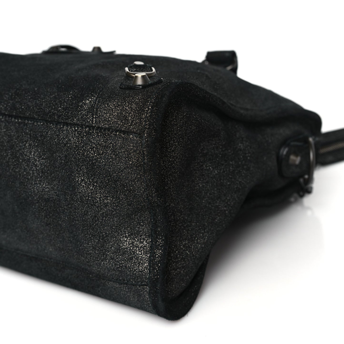 Metallic Craquele Calfskin Classic Hardware City Black