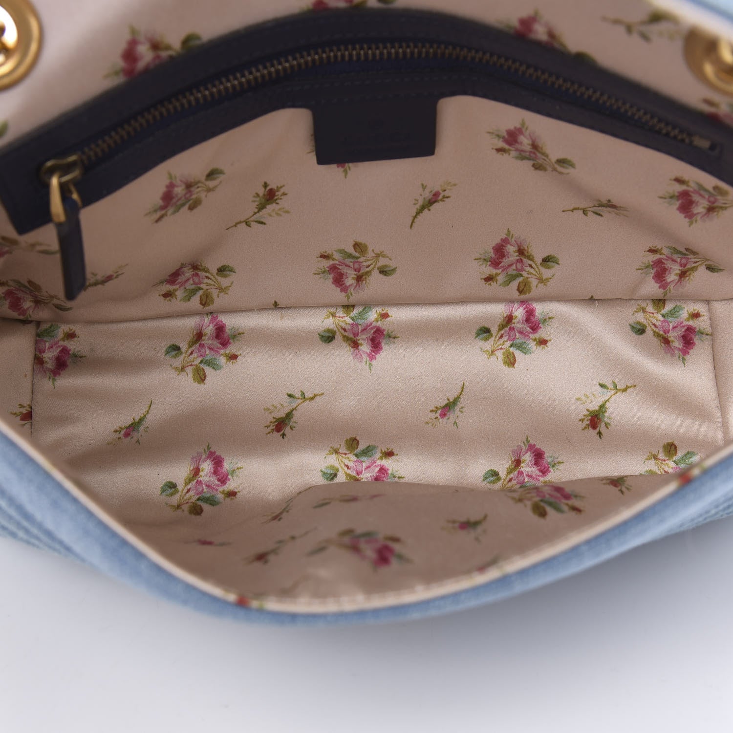 Gucci Denim Matelasse Small Pearly GG Marmont Shoulder Bag Blue 5 of 10