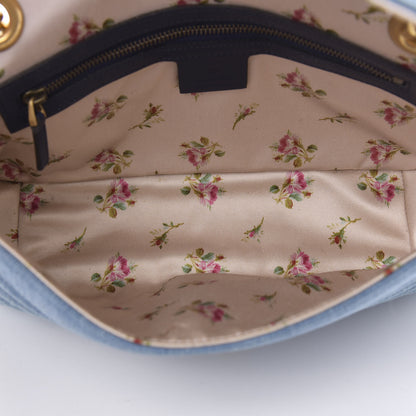 Gucci Denim Matelasse Small Pearly GG Marmont Shoulder Bag Blue 5 of 10
