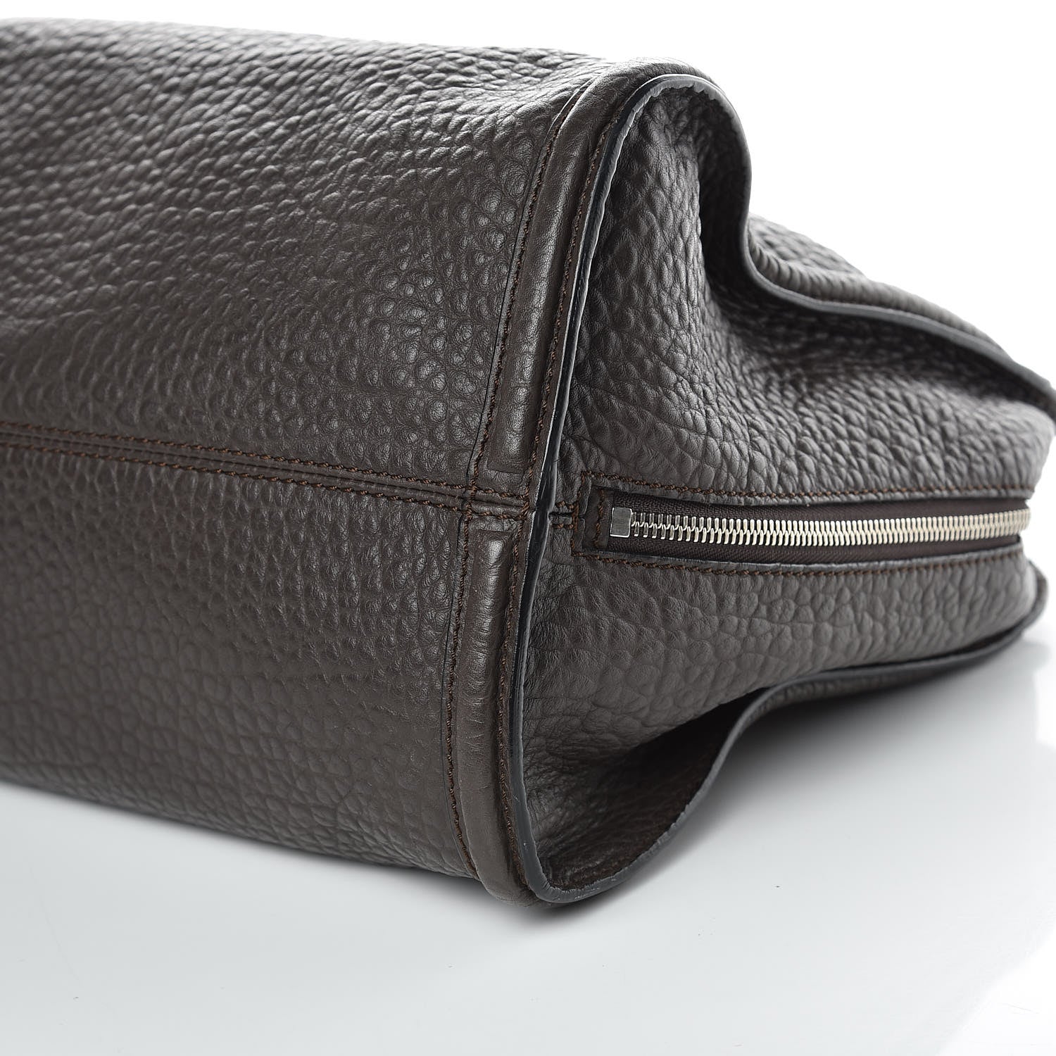 Alexander McQueen Pebbled Calfskin Large Skull Padlock Zip Around Tote Dark Brown 9 of 11