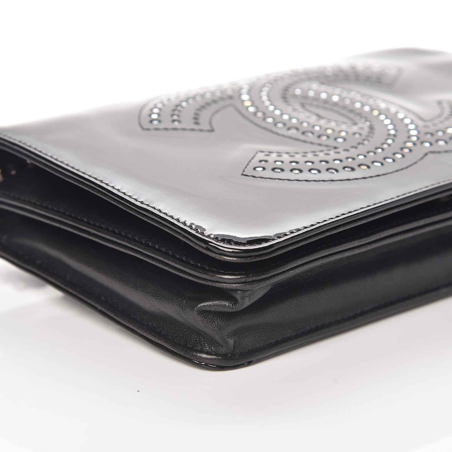 Patent Strass Wallet On Chain WOC Black
