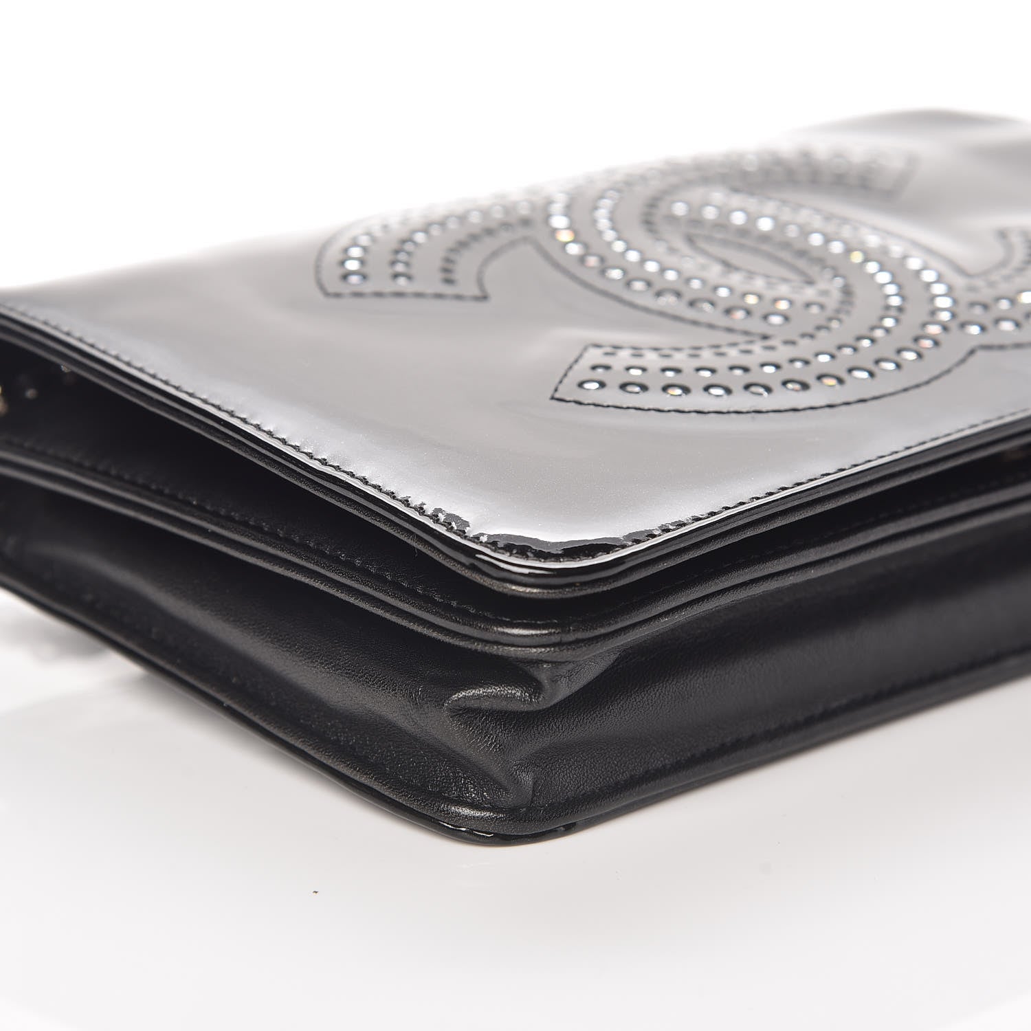 Chanel Patent Strass Wallet On Chain WOC Black 5 of 12