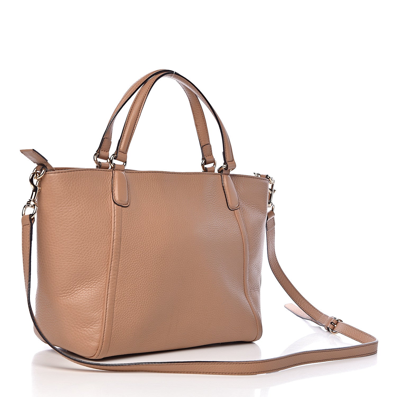 Gucci Pebbled Calfskin Small Soho Top Handle Bag Camelia 3 of 12