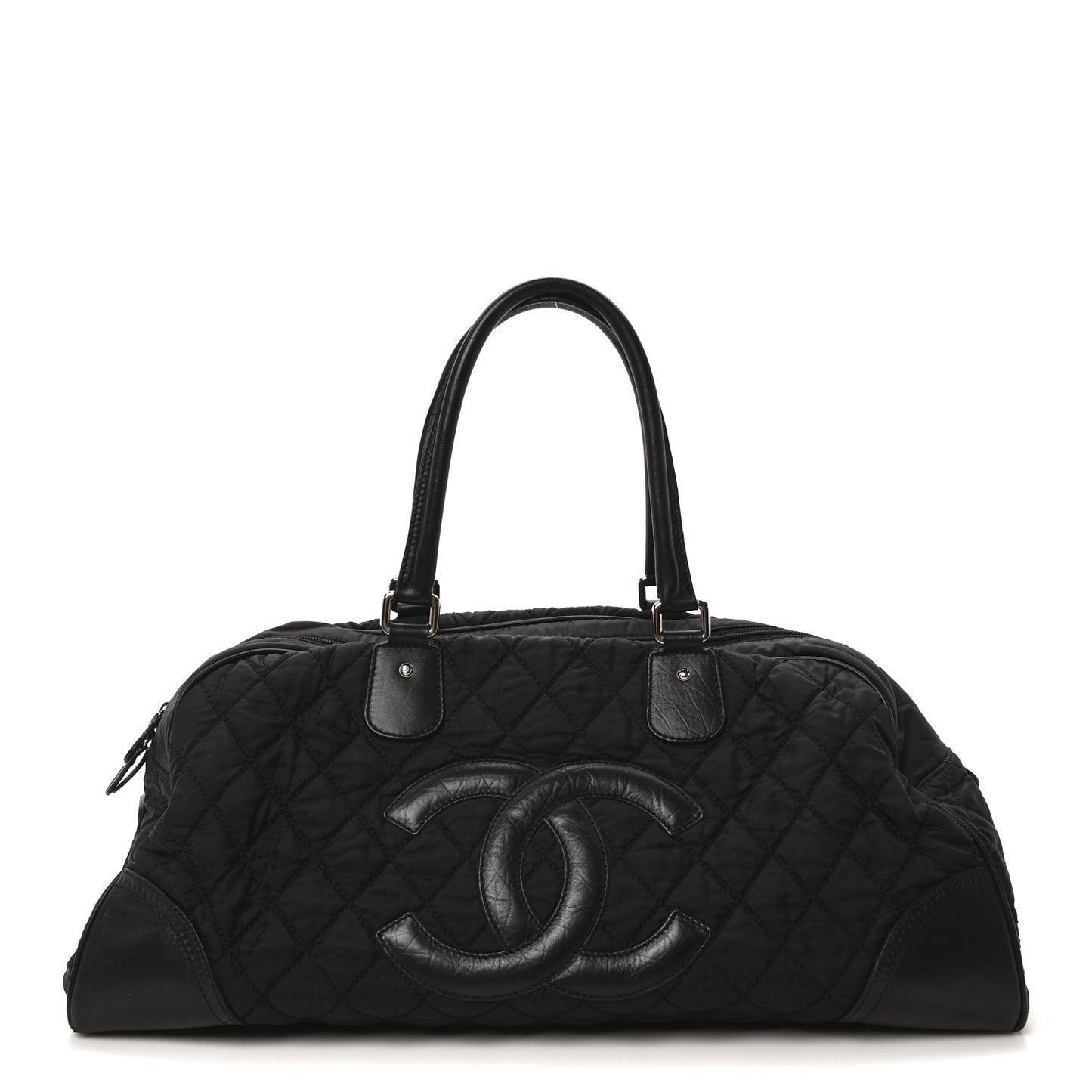 Calfskin Nylon Paris New York Duffel Bag Black