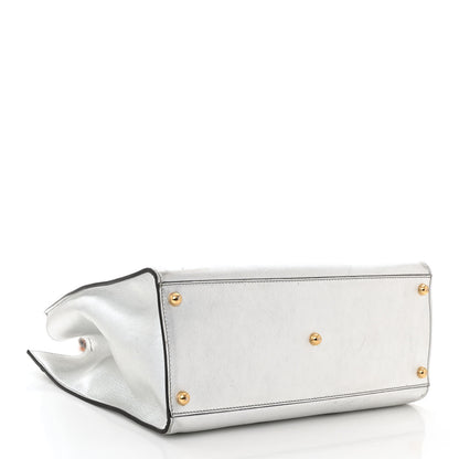 Fendi Vitello Catalan Mirror Plexiglass Logo Embossed Medium Fendi Sunshine Shopper Tote Argento 4 of 12