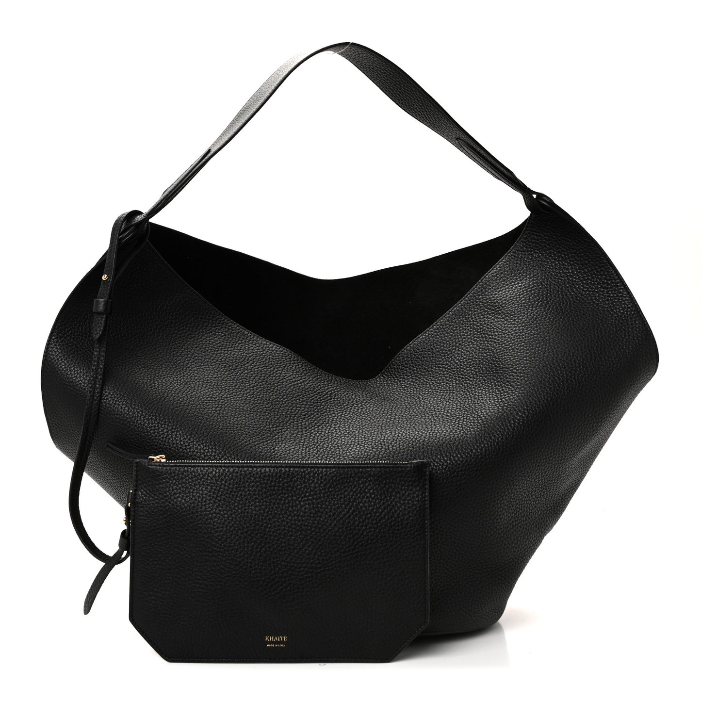 Pebbled Sport Calfskin Medium Lotus Tote Black